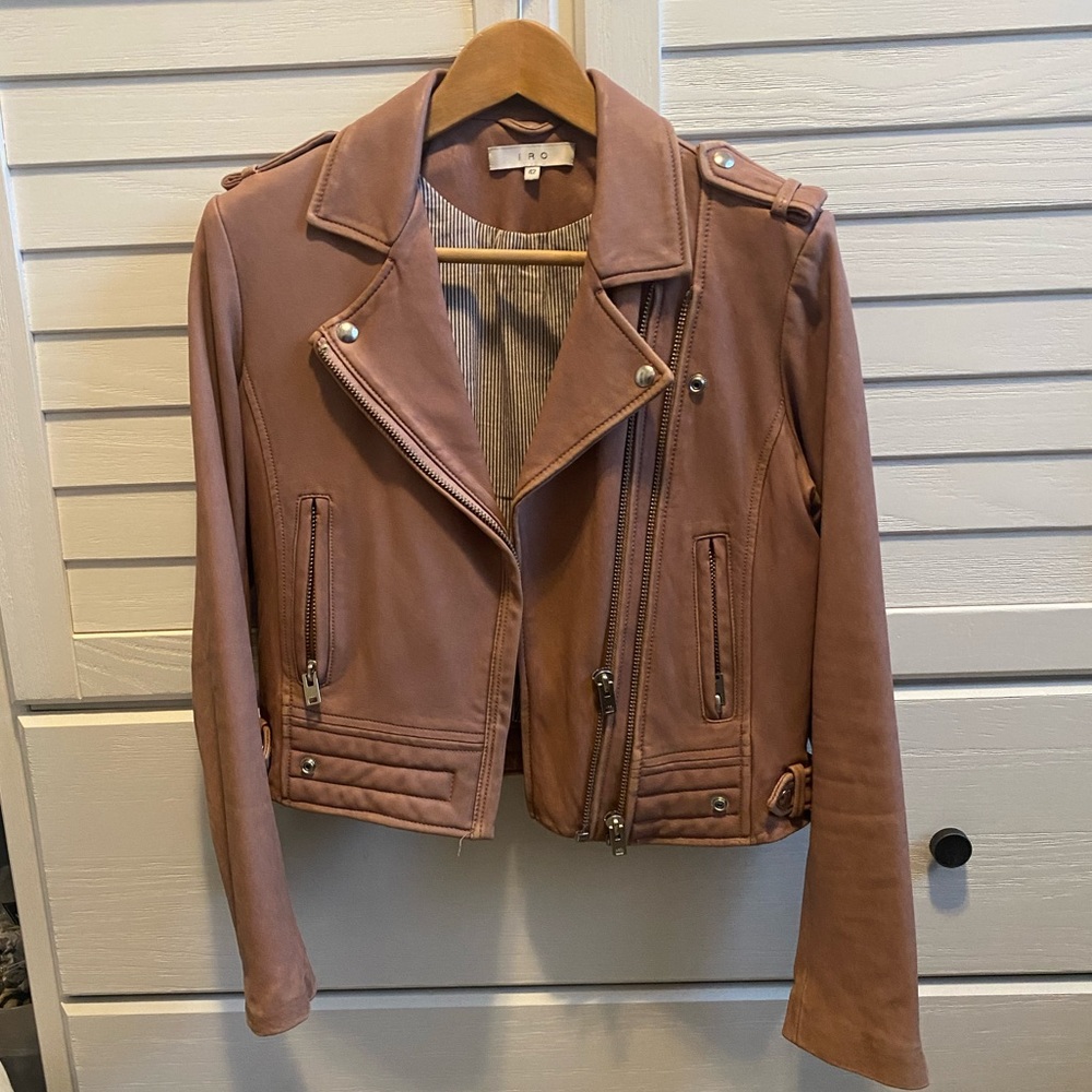 Iro Luiga Blush Pink leather jacket Moto